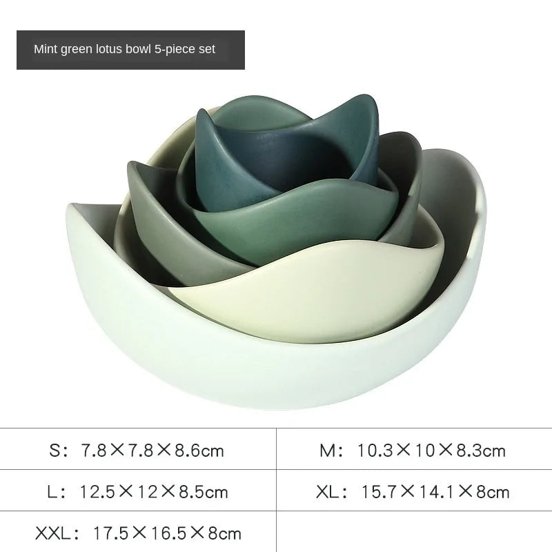 Exquisite Sets of Lotus Ceramic Bowls and Plates