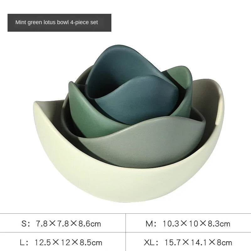 Exquisite Sets of Lotus Ceramic Bowls and Plates