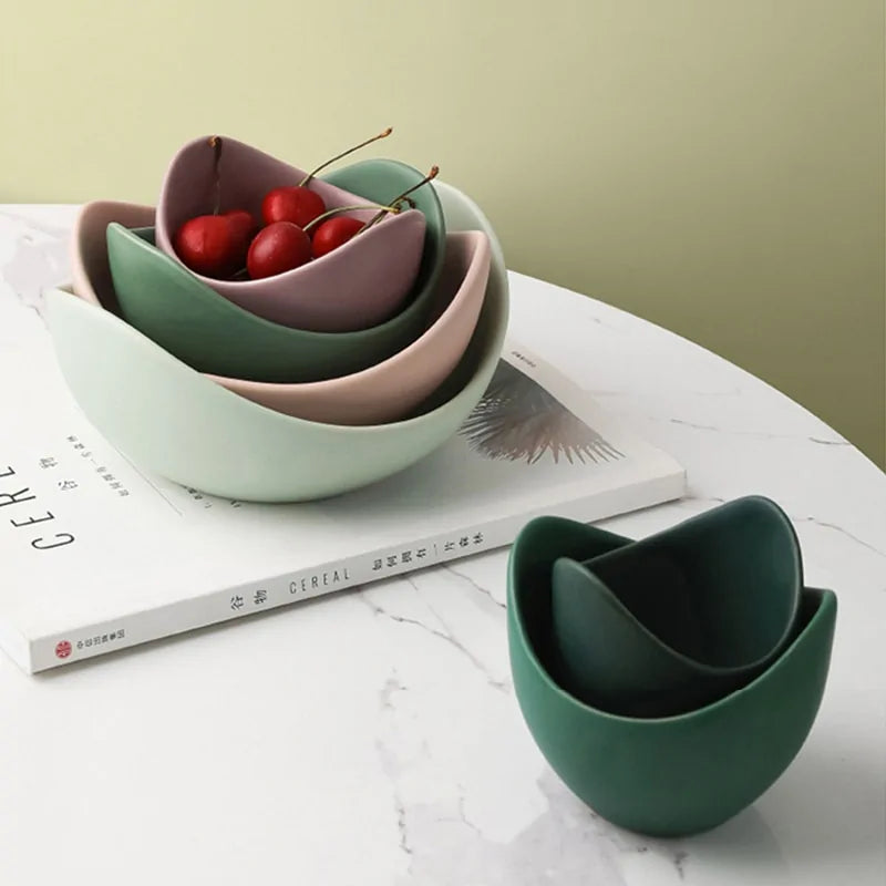 Exquisite Sets of Lotus Ceramic Bowls and Plates