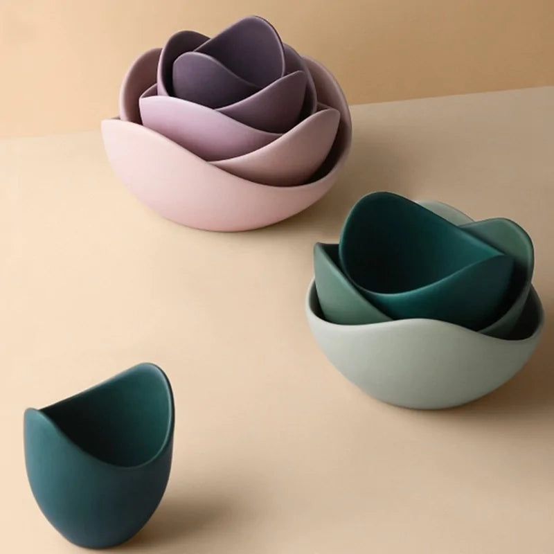 Exquisite Sets of Lotus Ceramic Bowls and Plates